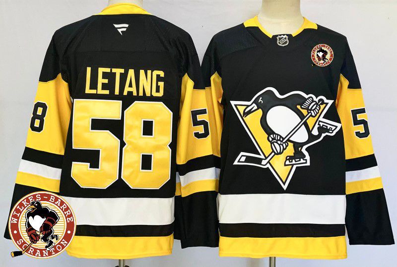 Men Pittsburgh Penguins #58 Letang Black Fanatics 2025 NHL Jersey style 4->pittsburgh penguins->NHL Jersey